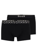 LOT DE DEUX BOXERS COURTS EN COTON STRETCH AVEC LOGOS MÉTALLISÉS Boss Black