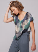 T-shirt Col V Manches Courtes en Coton / Elasthanne Majestic