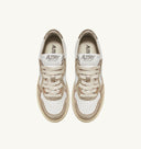 BASKET MEDALIST LOW FEMME EN CUIR BICOLORE BLANC ET PLATINE
