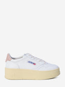 BASKET MEDALIST PLATFORM EN CUIR BLANC ET ROSE POUDRE