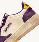 BASKET MEDALIST LOW SUPER VINTAGE EN CUIR BLANC ET VIOLET Autry