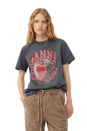 T-SHIRT GREY RELAXED STRAWBERRY Ganni