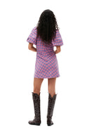 CHECK SUITING MINI DRESS  Ganni WILD ORCHID