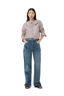 PRINTED COTTON DOUBLE-COLLAR SHIRT Ganni