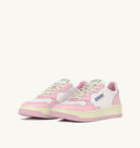 BASKET MEDALIST BAISSE EN CUIR BICOLORE BLANC ET ROSE Autry