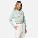 Sweat à capuche en coton jacquard avec zip elisabetta franchi