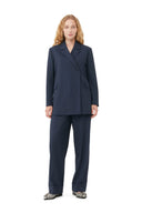 BLUE DRAPEY MELANGE BLAZER Ganni
