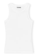 DÉBARDEUR WHITE SOFT COTTON RIB Ganni