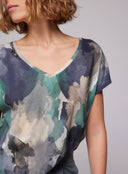 T-shirt Col V Manches Courtes en Coton / Elasthanne Majestic