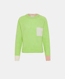 TRICOT ABETE EN BABY ALPAGA COLOR BLOCK - AI 23 - VERT ACIDE Momoni