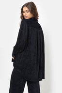 Ilena Velvet Oversized Shirt | Dark Blue Ame