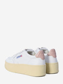 BASKET MEDALIST PLATFORM EN CUIR BLANC ET ROSE POUDRE