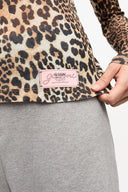 Blouse GANNI manches longues en maille imprimée léopard