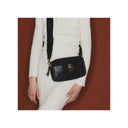 SAC LILY Cuir embossé croco noir Claris Virot