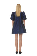 BLUE SHINY TAFFETA MINI DRESS Ganni