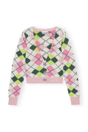GRAPHIC COTTON V-NECK CARDIGAN Ganni