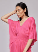 Robe Col V Manches Chauve souris en Lin / Elasthanne Majestic
