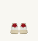 BASKET MEDALIST LOW EN CUIR BLANC ET ROUGE AUTRY