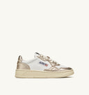 BASKET MEDALIST LOW FEMME EN CUIR BICOLORE BLANC ET PLATINE