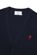 Cardigan AMI night blue logo rouge