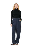 BLUE DRAPEY MELANGE TROUSERS Ganni