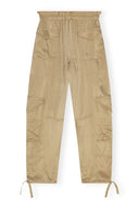 PANTALON BEIGE WASHED SATIN POCKET Ganni