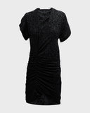 robe iro Audry Ruched V-Neck Sequin Leopard Mini Dress