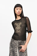 T-shirt longues manches transparent noir GANNI