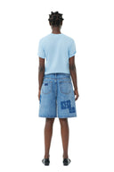 T-SHIRT BLUE RELAXED LOVECLUB Ganni