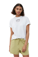 T-SHIRT BLANC DÉCONTRACTÉ À COL EN O Ganni