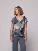 T-shirt Col V Manches Courtes en Coton / Elasthanne Majestic