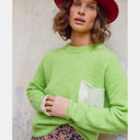 TRICOT ABETE EN BABY ALPAGA COLOR BLOCK - AI 23 - VERT ACIDE Momoni