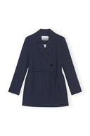 BLUE DRAPEY MELANGE BLAZER Ganni