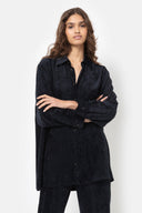Ilena Velvet Oversized Shirt | Dark Blue Ame