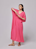 Robe Col V Manches Chauve souris en Lin / Elasthanne Majestic