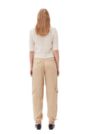 PANTALON BEIGE WASHED SATIN POCKET Ganni