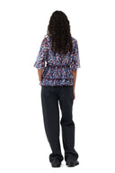 BLOUSE MULTICOLOUR PLEATED GEORGETTE V-NECK FLOUNCE Ganni