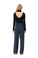 BLUE DRAPEY MELANGE TROUSERS Ganni