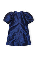 BLUE SHINY TAFFETA MINI DRESS Ganni