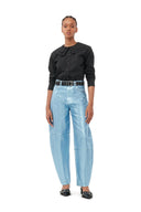 BLACK COTTON POPLIN DOUBLE-COLLAR SHIRT Ganni