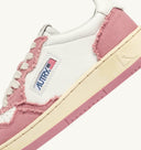 BASKET MEDALIST LOW EN CUIR BLANC ET TOILE ROSE