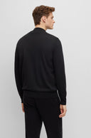 CARDIGAN EN LAINE VIERGE AVEC FERMETURE ÉCLAIR ET SURPIQÛRE LOGO Boss Black