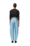 BLACK COTTON POPLIN DOUBLE-COLLAR SHIRT Ganni