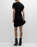 robe iro Audry Ruched V-Neck Sequin Leopard Mini Dress