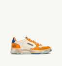 BASKET MEDALIST LOW SUPER VINTAGE EN CUIR BLANC, ORANGE ET BLEU