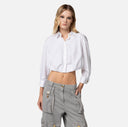 Chemise cropped en popeline de coton elisabetta franchi