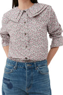 PRINTED COTTON DOUBLE-COLLAR SHIRT Ganni