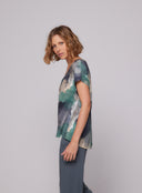 T-shirt Col V Manches Courtes en Coton / Elasthanne Majestic