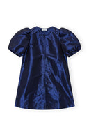 BLUE SHINY TAFFETA MINI DRESS Ganni
