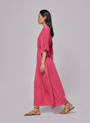 Robe Col V Manches Chauve souris en Lin / Elasthanne Majestic